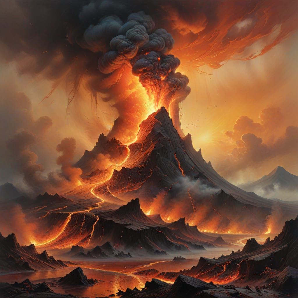 Burning volcano