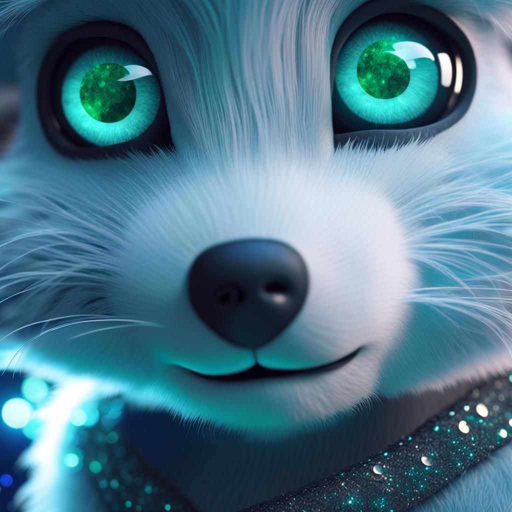 Emerald Eyed Furry Animal in 3D Animated Style