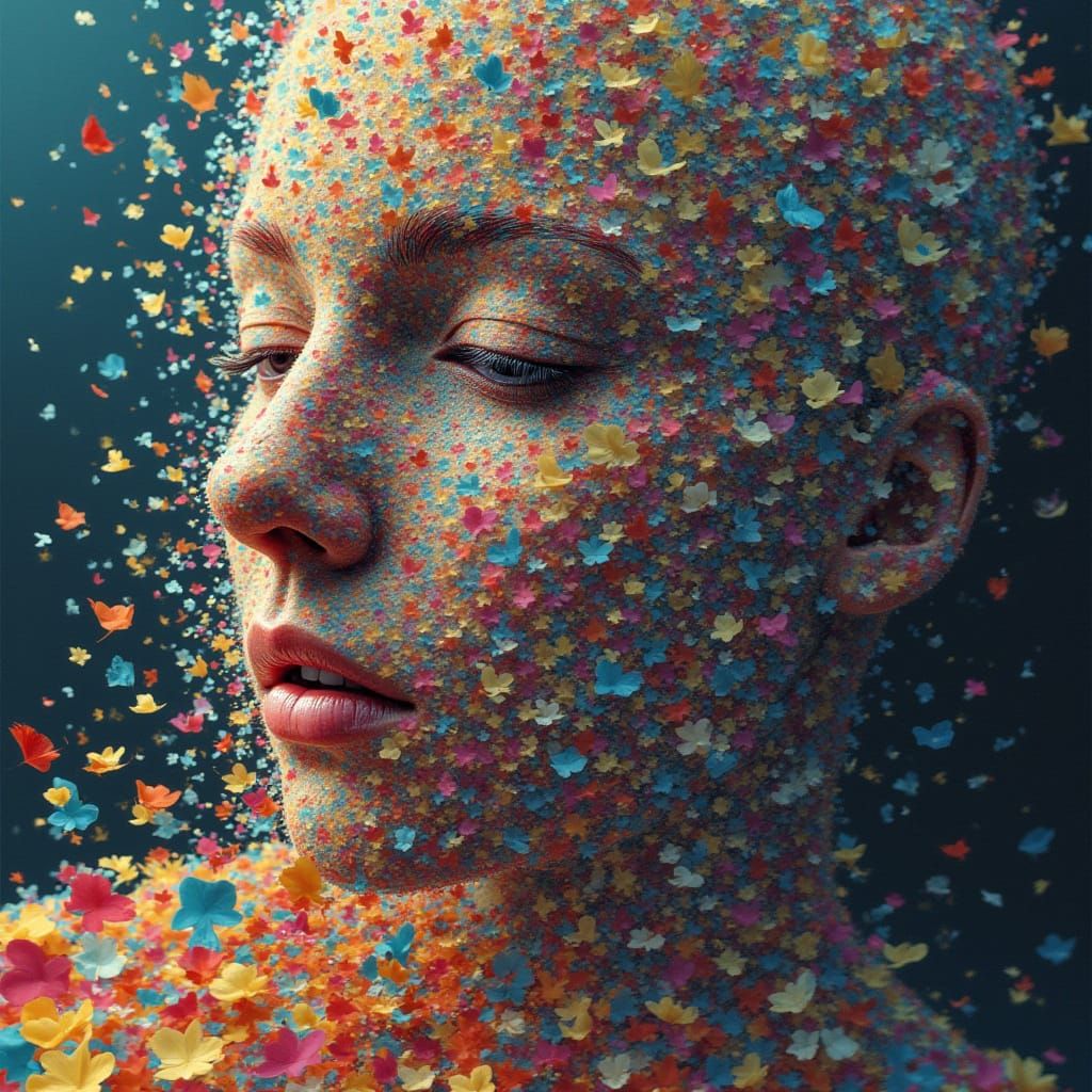 Digital Psychedelic Expanse with Disintegrating Forms