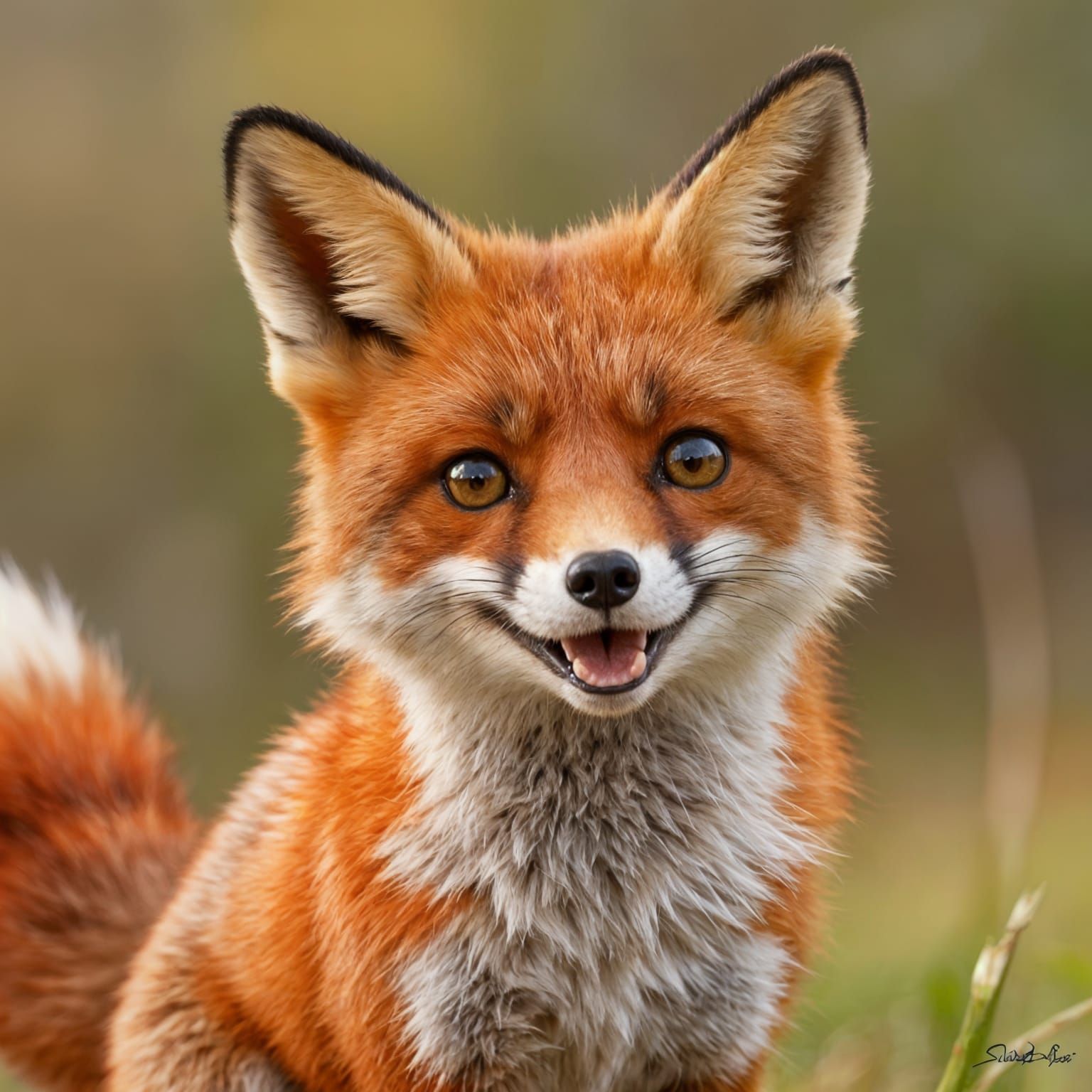 Smiling Red Fox in Adorable Portrait