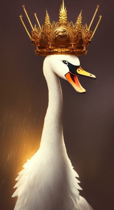 Majestic Swan with Crown Collar in Fantasy Art