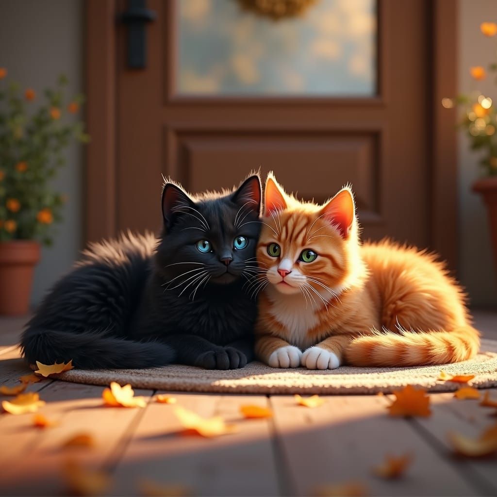 Cats Sheltering from Autumn Breeze in Unreal Engine
