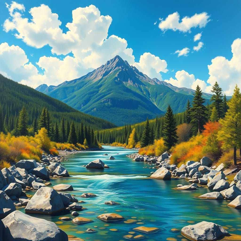 Surreal Landscape Painting in Realistic Style with Expressiv...