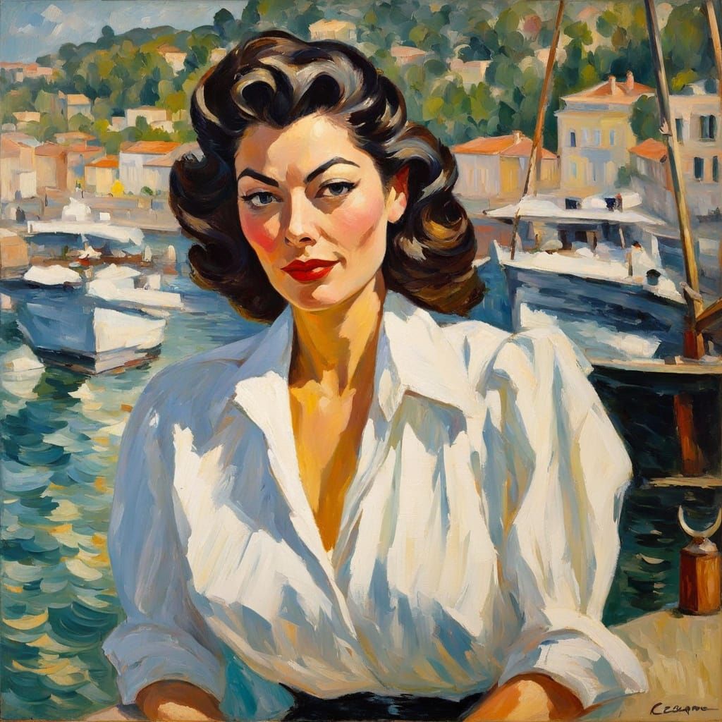 Ava Gardner as Impasto Oil Painting by Cézanne