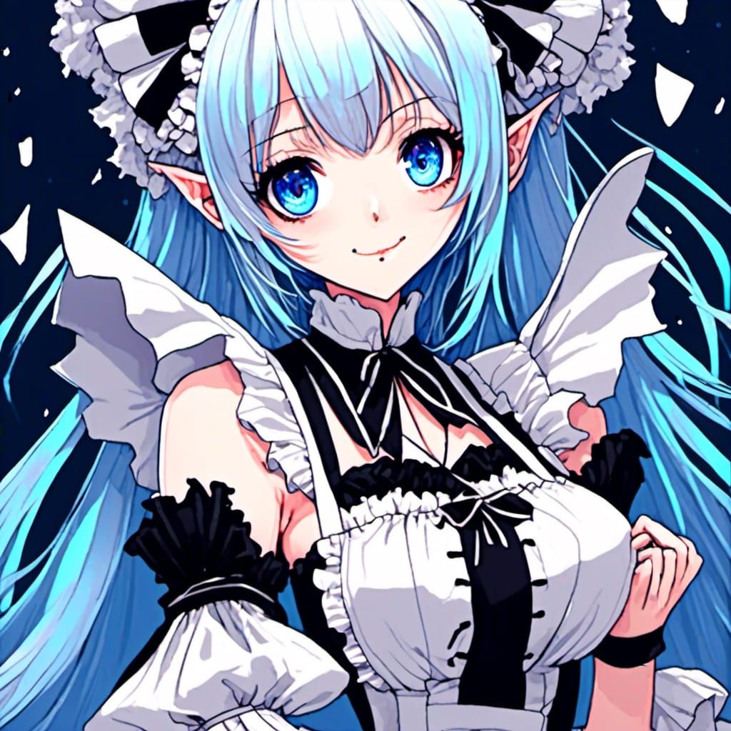 Anime Girl in Maid Outfit: Gothic Pixiv Portrait