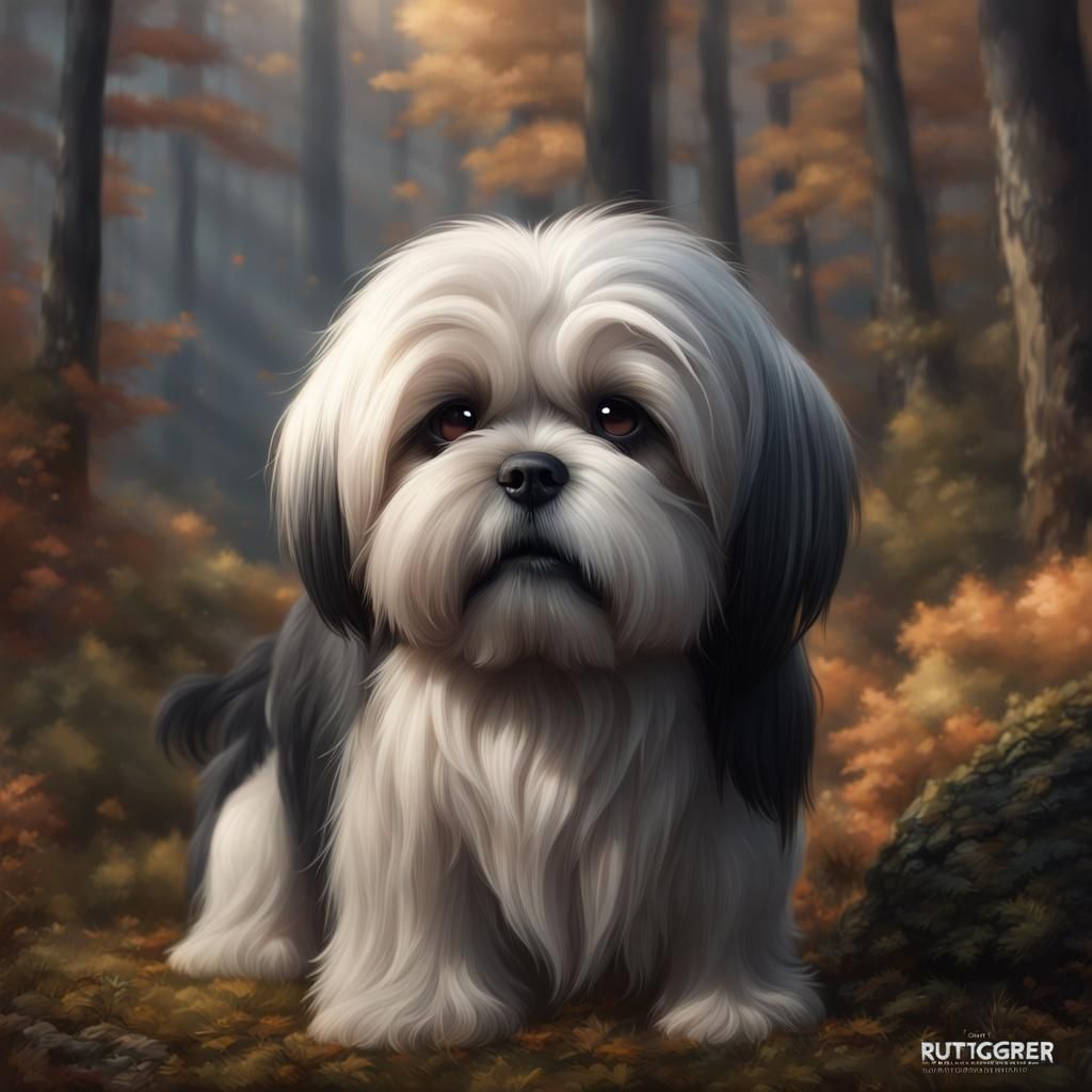 Adorable Lhasa Apso in Enchanted Avatar Forest