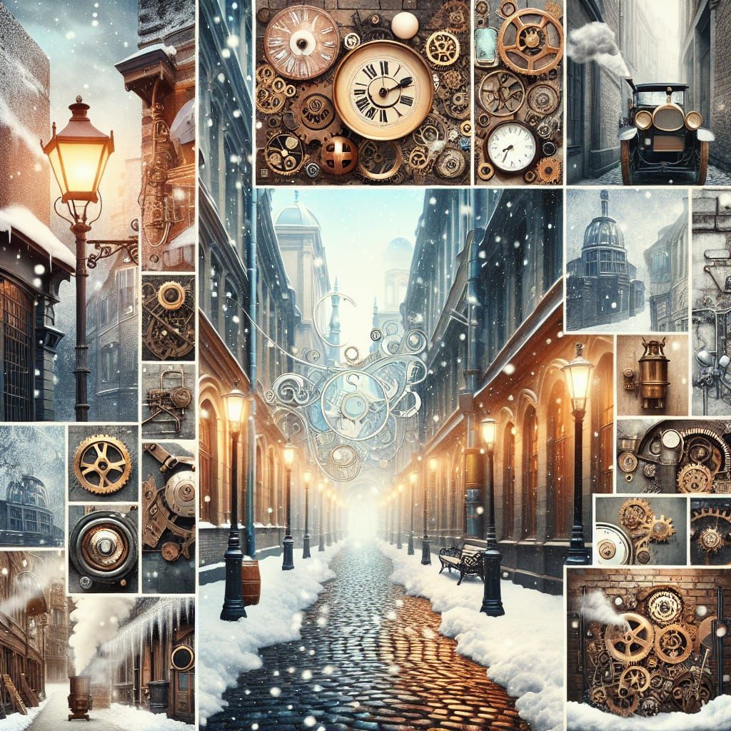 Steampunk Winter Alley in Soft Light