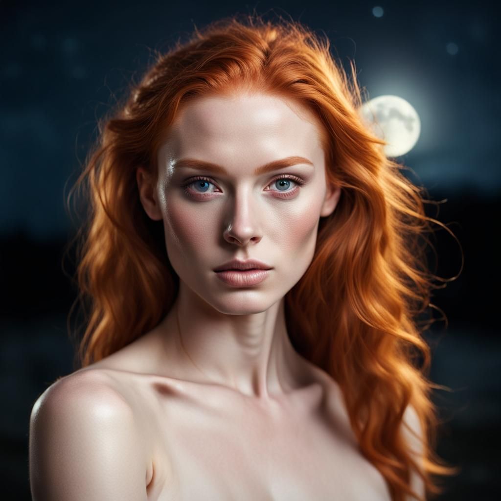 Moonlit Beauty: A Stunning Ginger Portrait