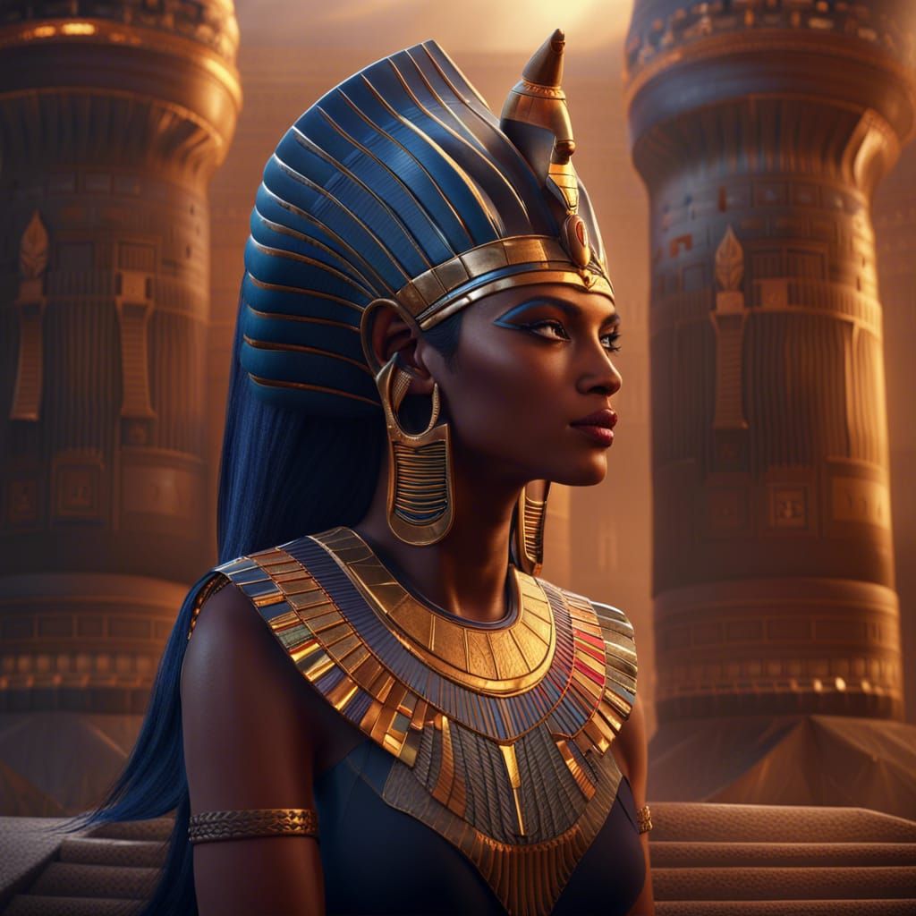 Detailed Matte Painting of Egyptian Goddess Hathor