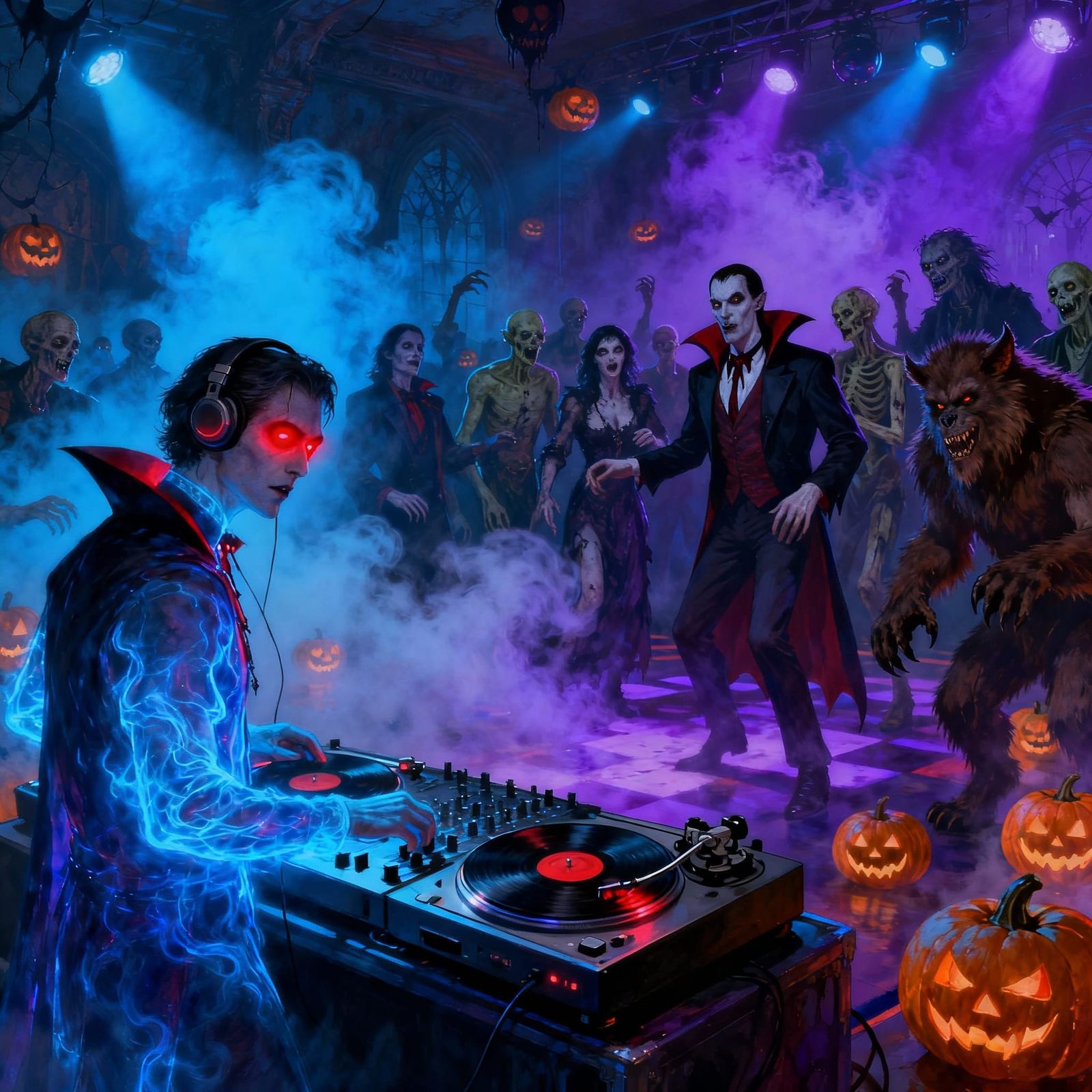 Cool DJ Spins Tunes at Monster Halloween Party