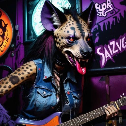 Demon-Possessed Furry She-Hyena's Heavy Metal Gig