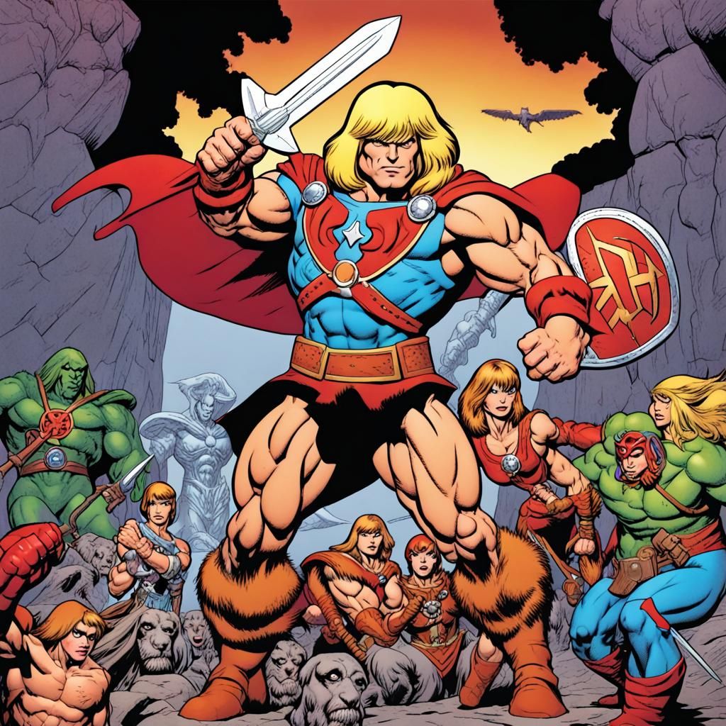 Heroic He-Man in Comic Book Style