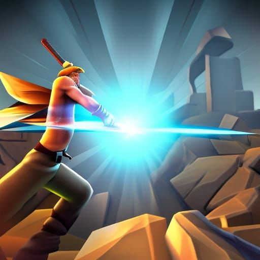 Epic cinematic sword fight 3D video game