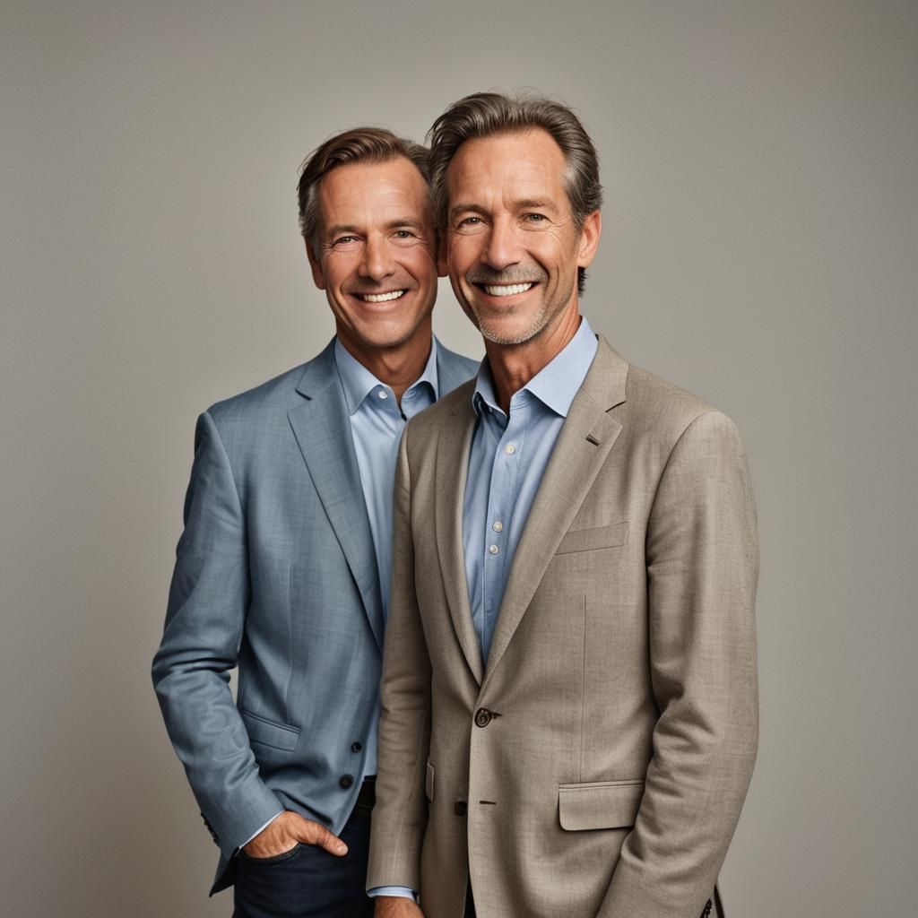 Elegant Portrait of Two Men in Studio Lighting