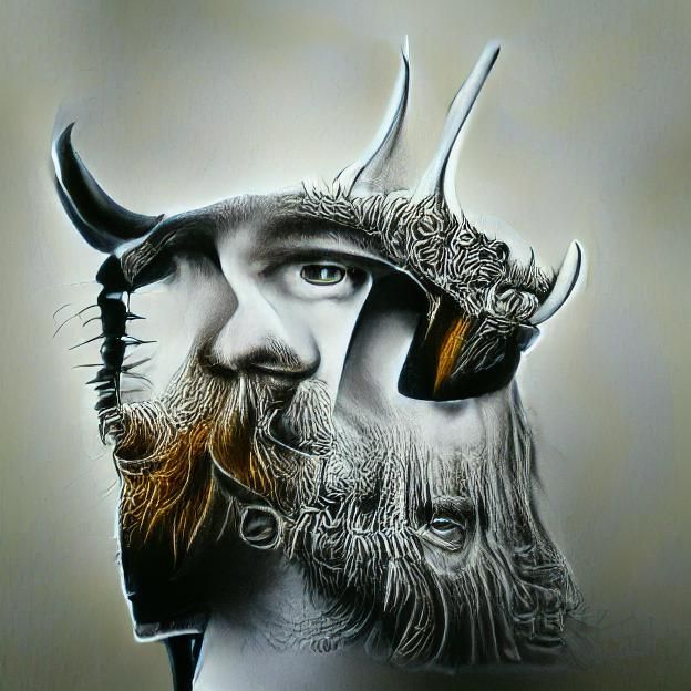 Viking Warrior Portrait: Braids and Tattoos