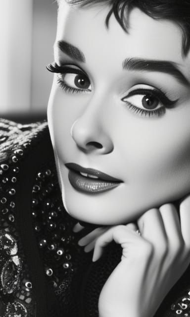 Classic Portrait of Audrey Hepburn, Sharp Focus