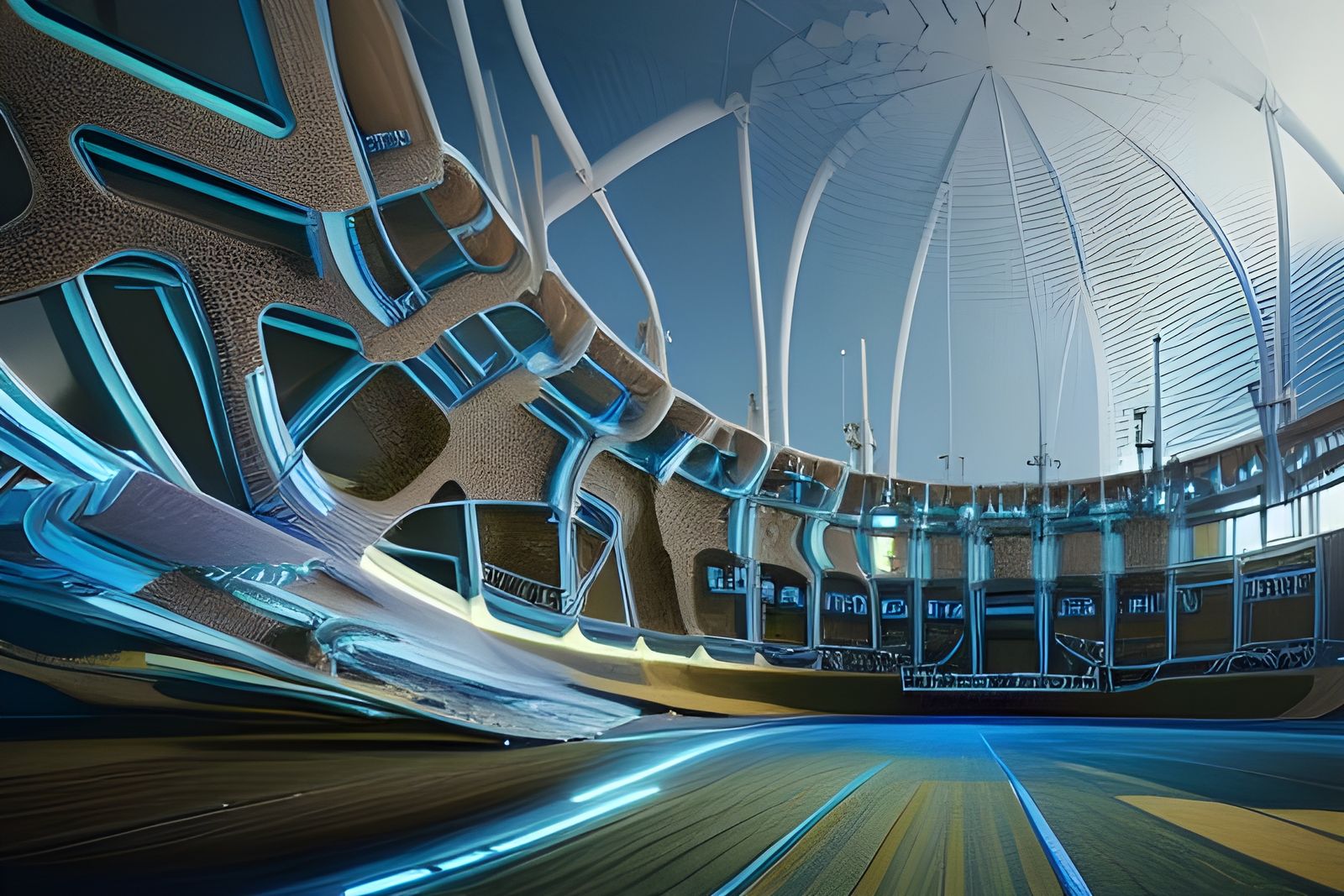 Futuristic Roller Derby Arena in Synthwave City