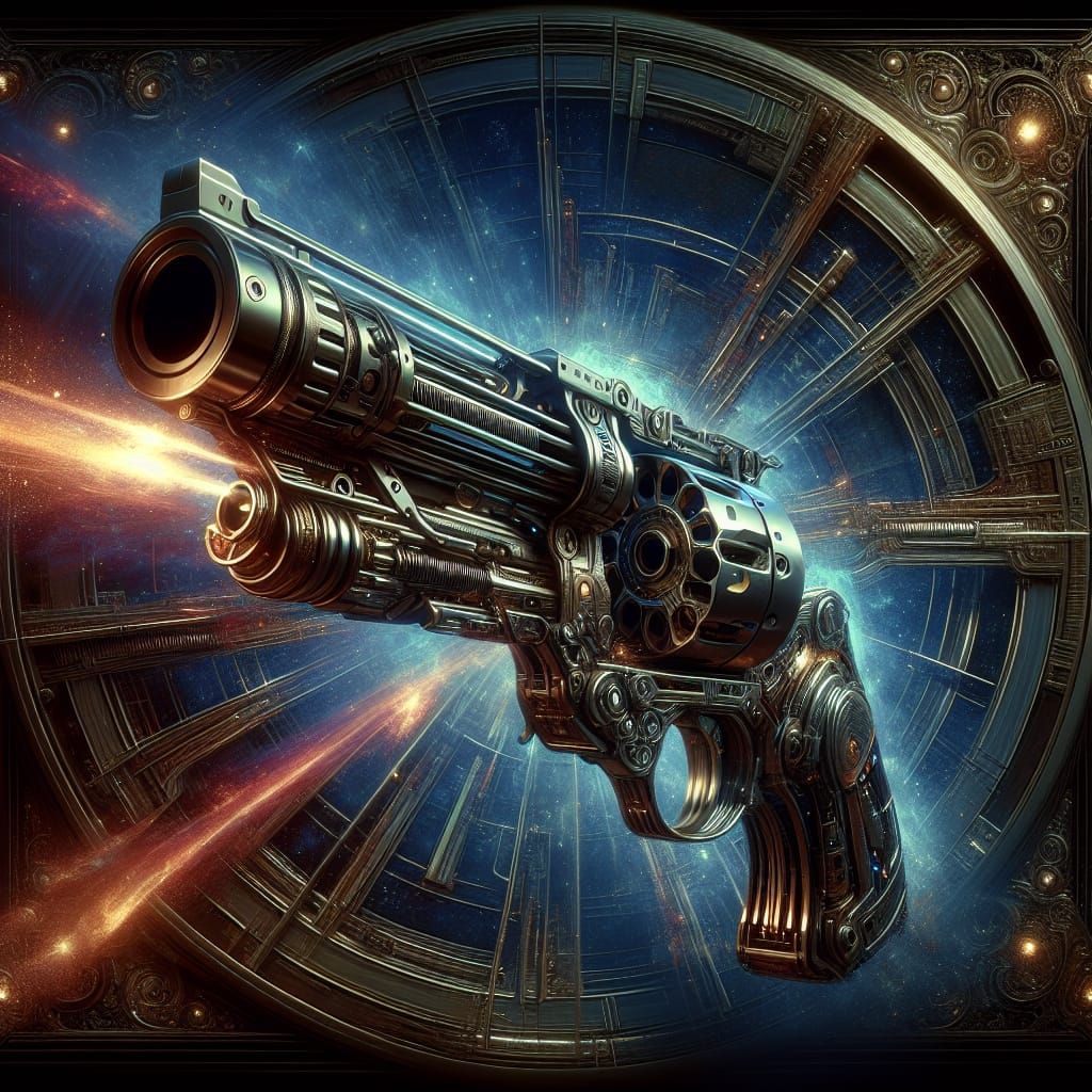 Futuristic Mechanical Revolver in Deep Color