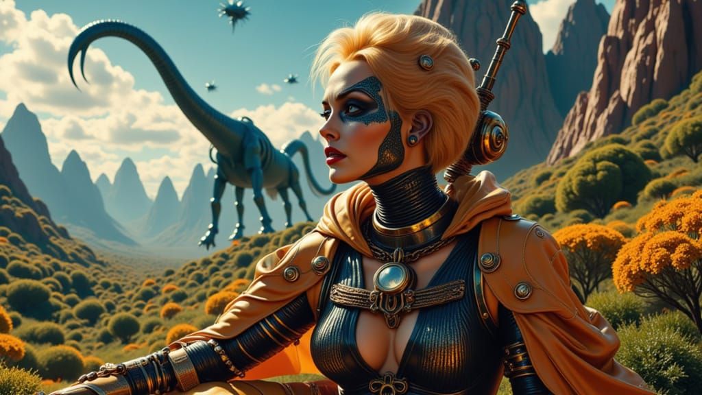 Time Traveler in Pangea: Retro-Futuristic Portrait