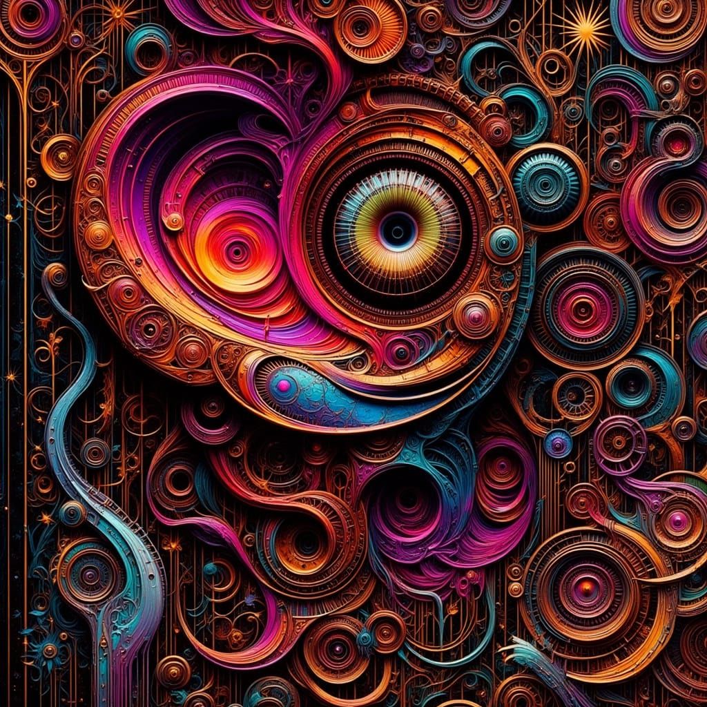 Vibrant Swirling Shapes in Futuristic Neon Style