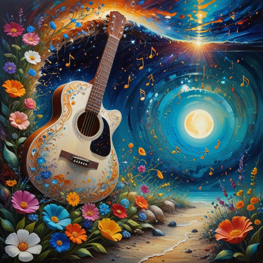 Paradise Inside Nautilus Shell: A Whimsical Oil Painting