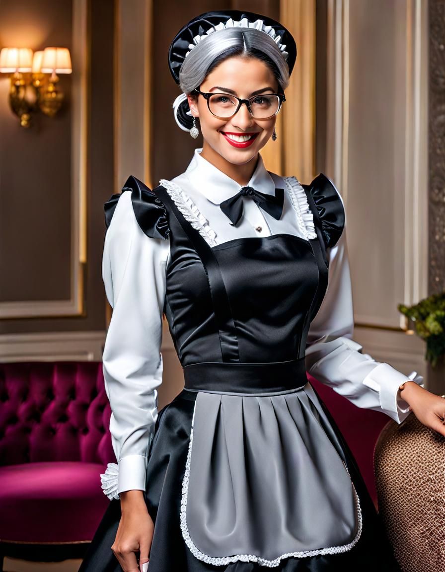 Beautiful Athlete in French Maid Uniform Portrait