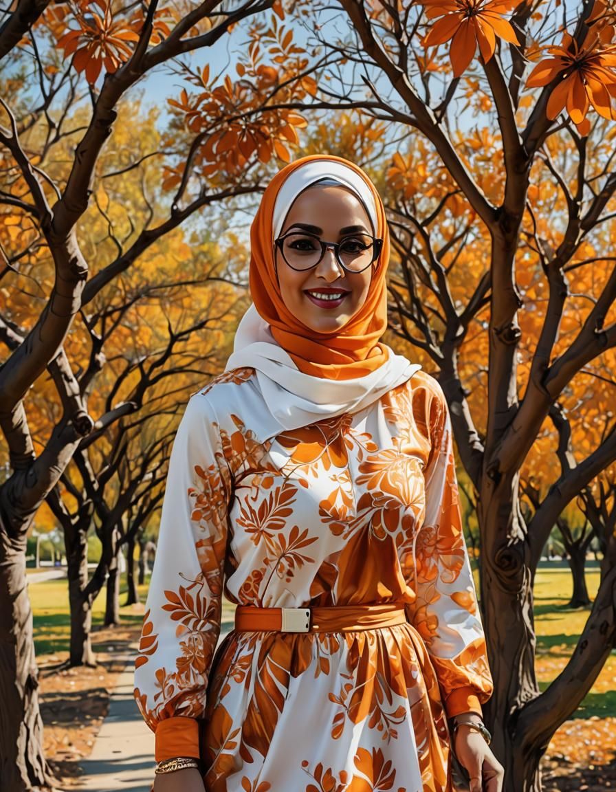 Psychedelic Alcohol Ink Portrait of Woman in Orange Grove