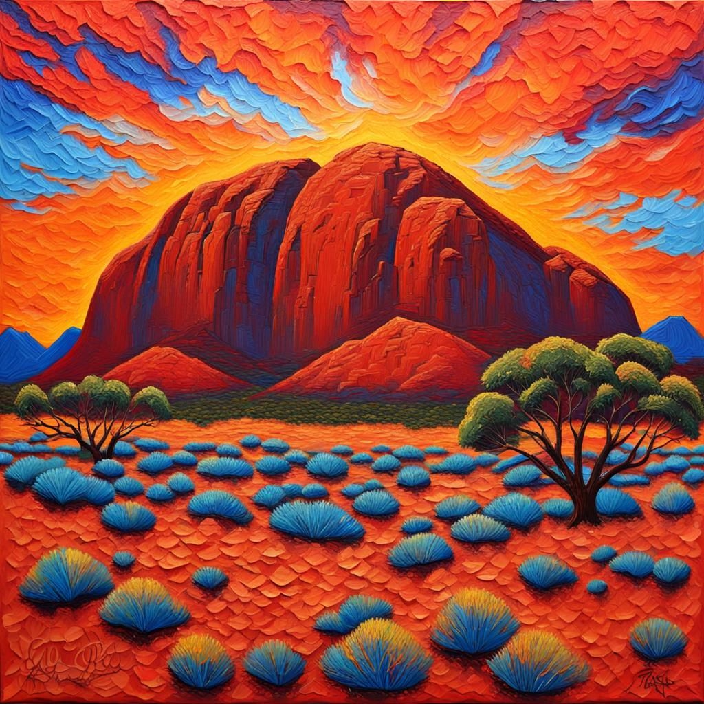 Kata Tjuta Sunset in Vivid Impasto Painting