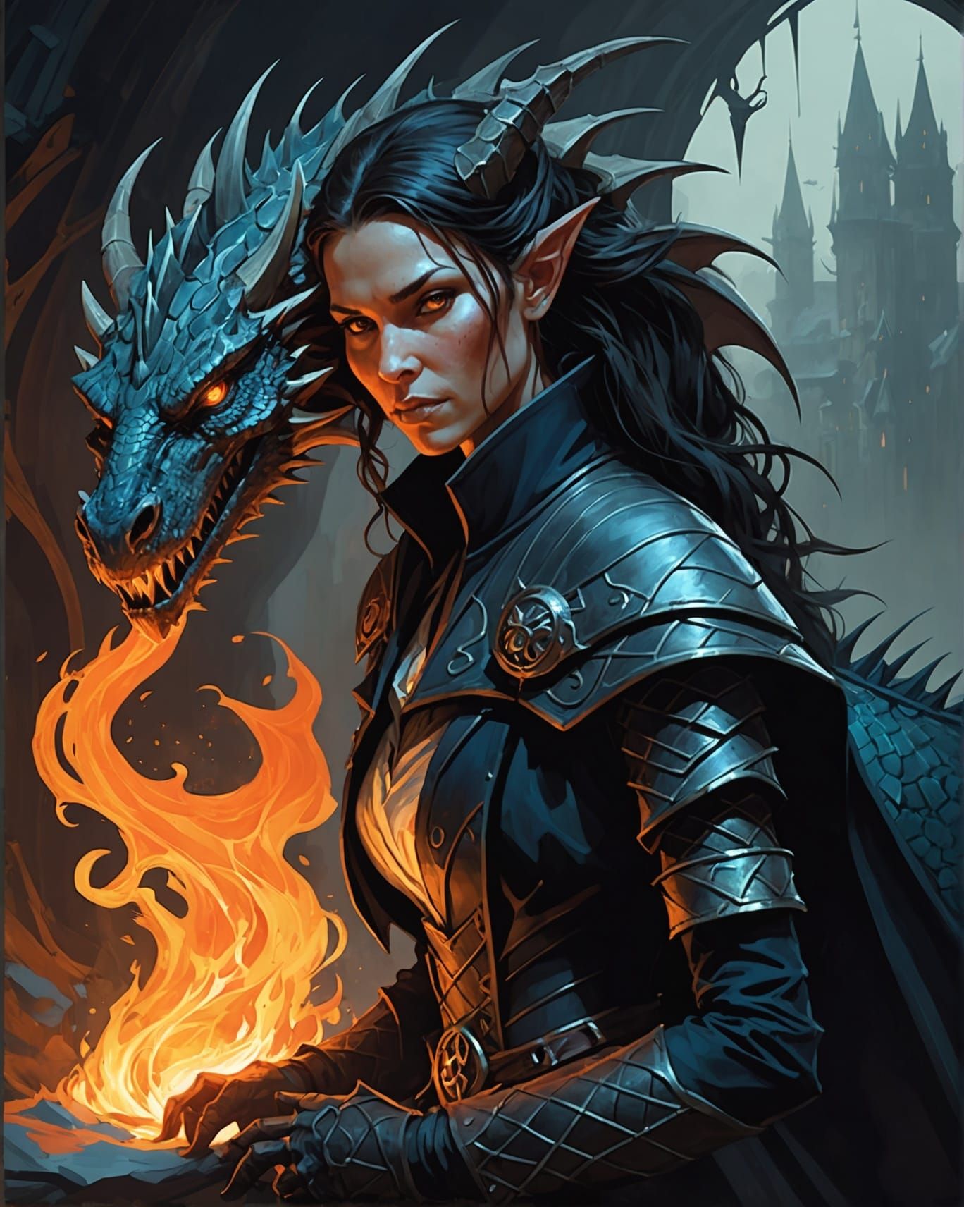 Eldritch Witch Dragon Lair Gouache Concept Art