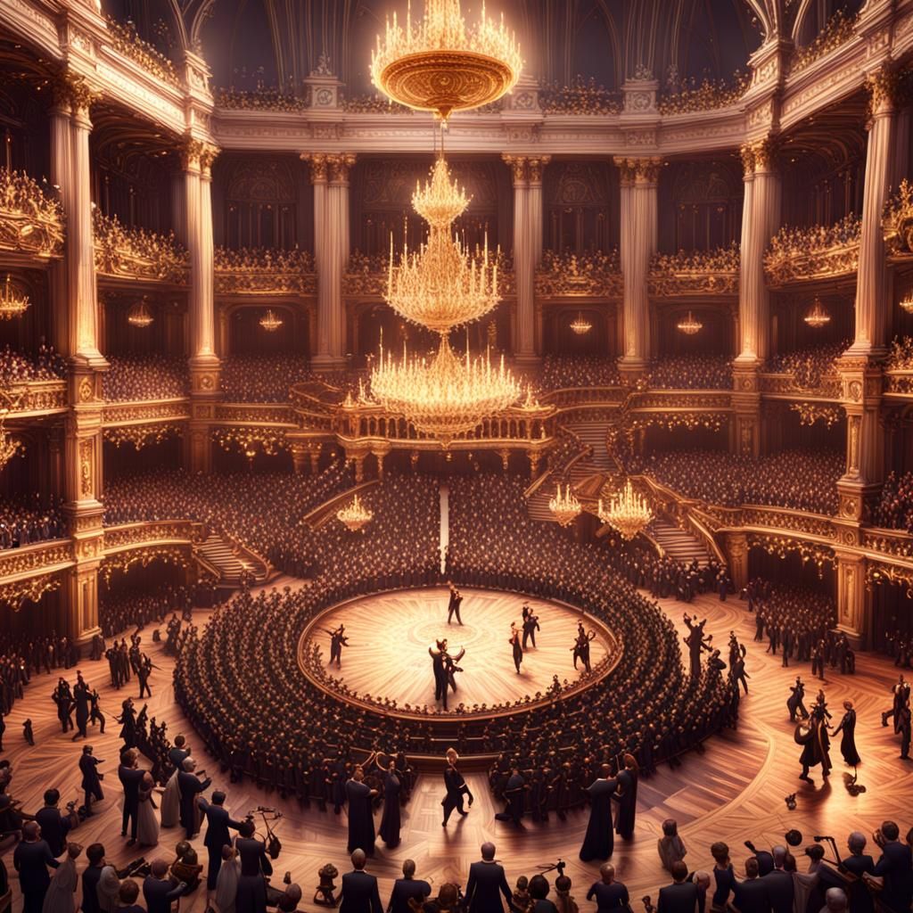 Lively Ballroom Scene in Dark Fantasy Concept Art