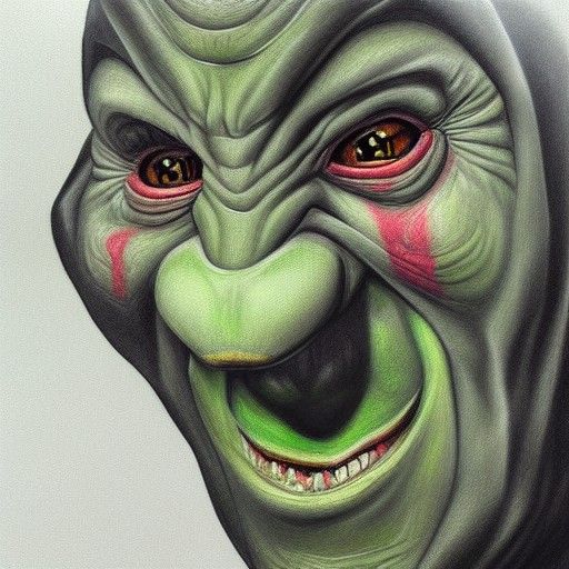 Hyperrealistic Nosferatu Shrek Dragon Hybrid Painting