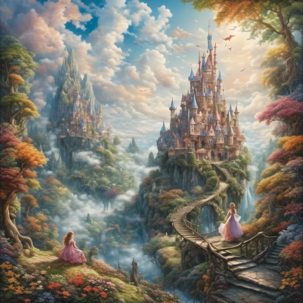 Dreamy Fairy Landscape with Castles