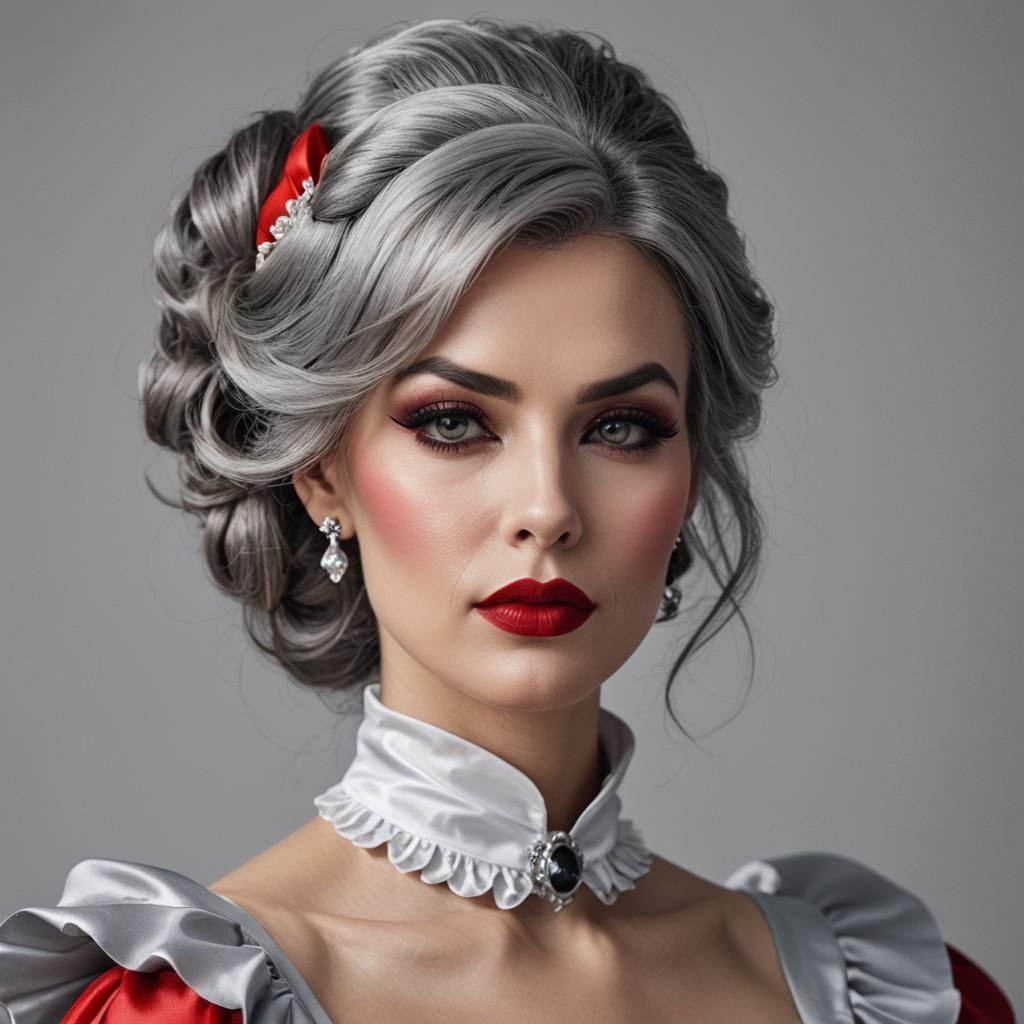 Luxury Woman with Grey Hair in High-Fashion Portrait