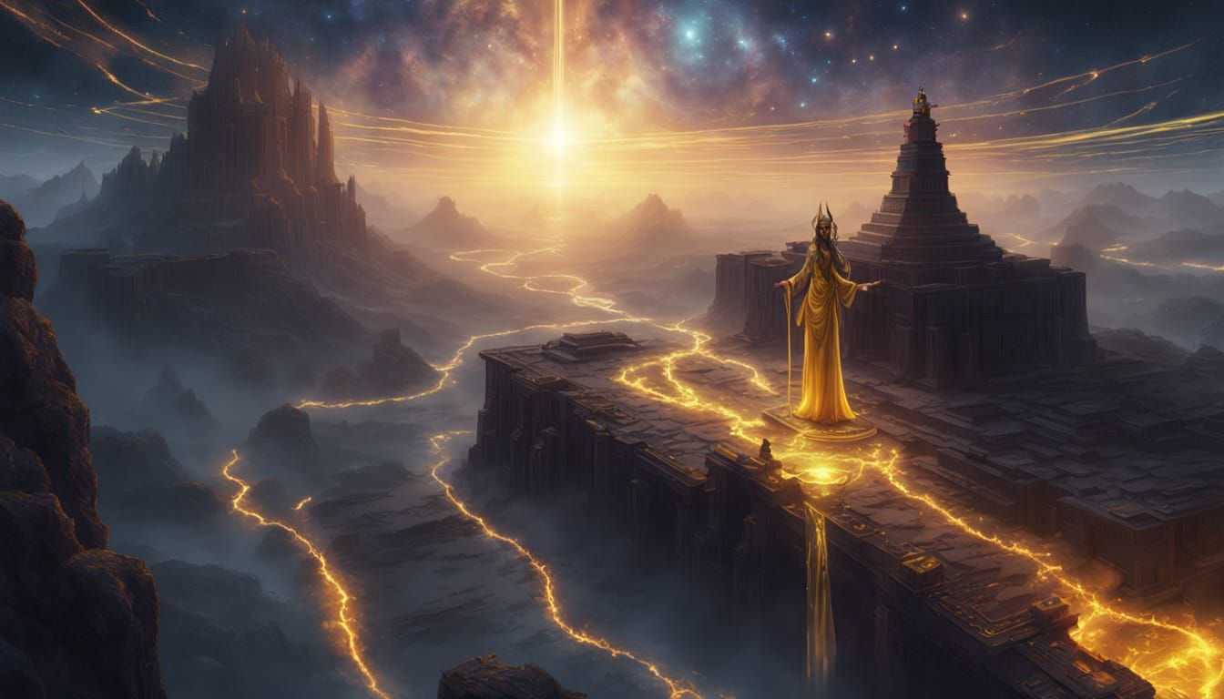 Arcane Goddess With Glowing Eyes In Sci-Fi Art