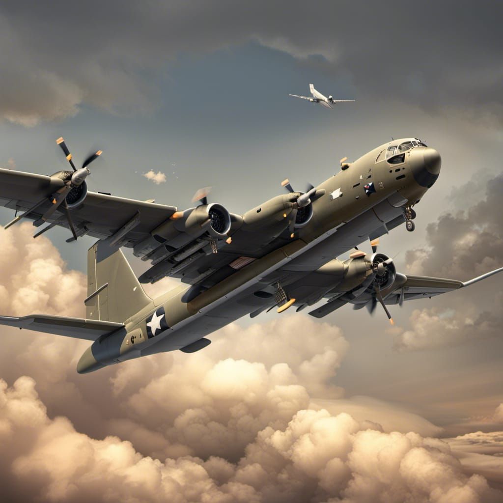 American Bomber in Flight: Highly Detailed Image