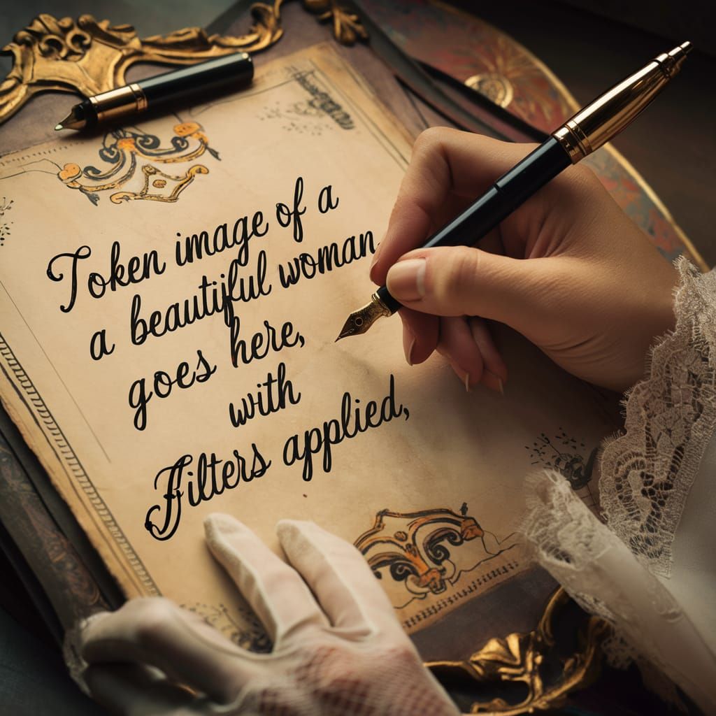 Artist's Hand Writes Note on Antique Sketchpad