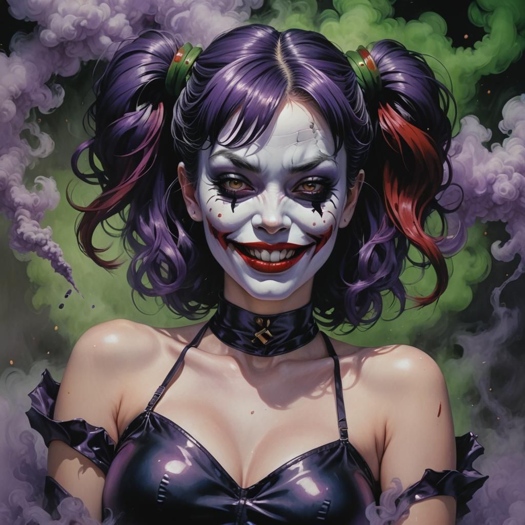 Woman on Joker Face, in a Sorayama Style