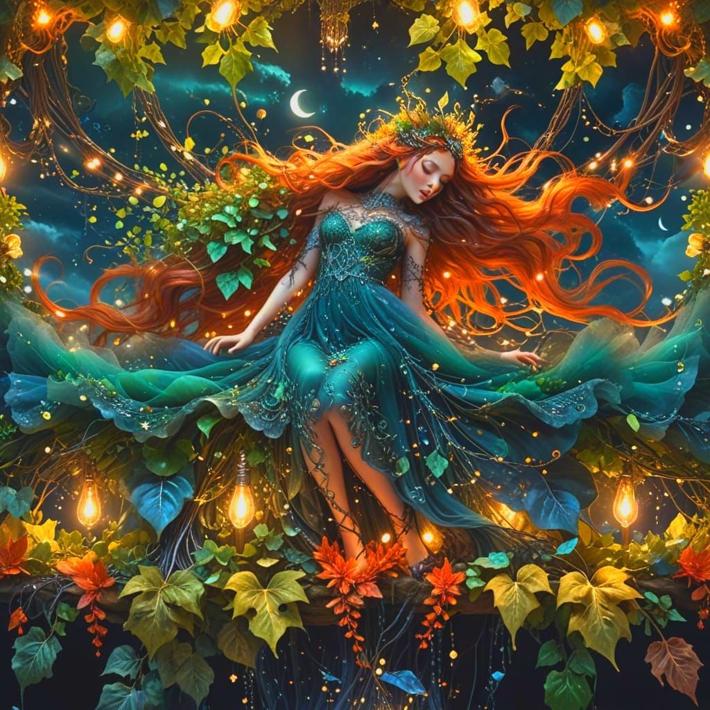 Majestic Enigmatic Being Amidst Whirlwind of Twinkling Light...