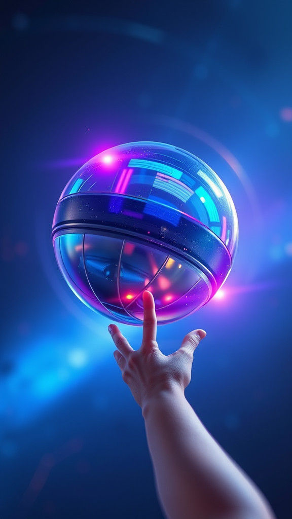 Futuristic flying orb ball toy, soaring hover boomerang spinner hand controlled