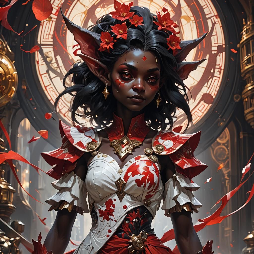 Goblin Girl in Cosmic Dress: Hyperdetailed Art Portrait