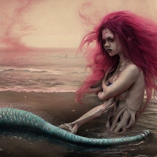 Hyperrealistic Demon Mermaid Siren in Sinister Seascape