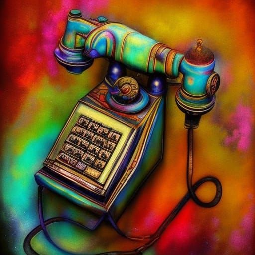 Vintage 1920s Telephone in Detailed Matte Painting
