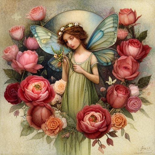 Flower Fairy with Roses, Detailed Art