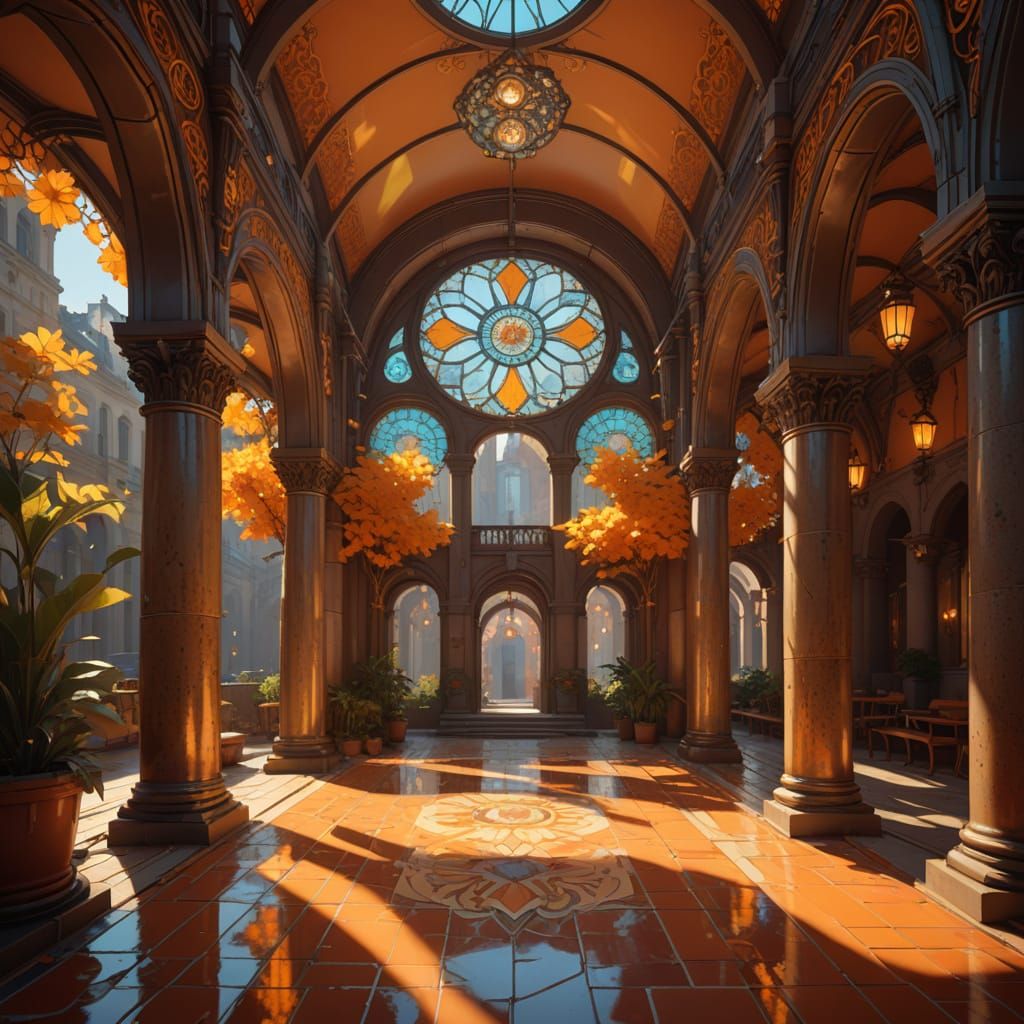 Bird's Eye View of Shaded Stone Gallery