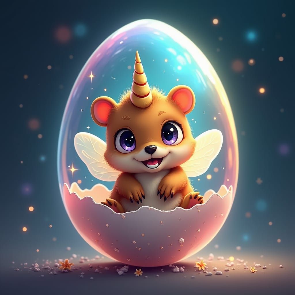 Translucent Egg with Bee-Winged Beaver Cub