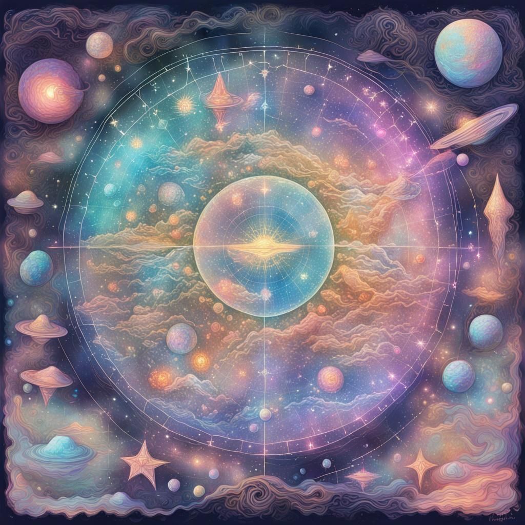 Pastel Treasure Map in Astral Cosmic Style