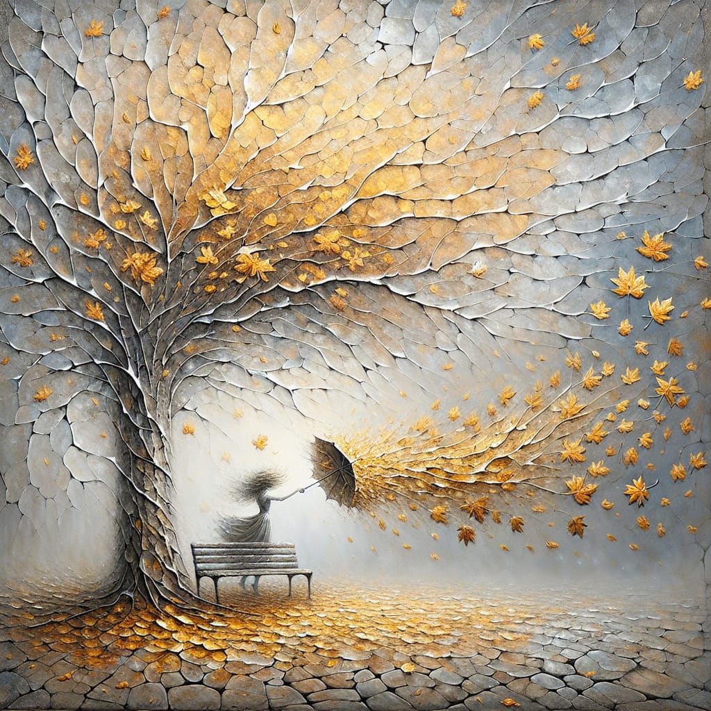 Autumnal Enchantment: Surreal Impressionist Acrylic Painting
