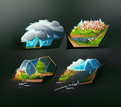 Isometric Biomes Depicting Four Seasons as Digital Art