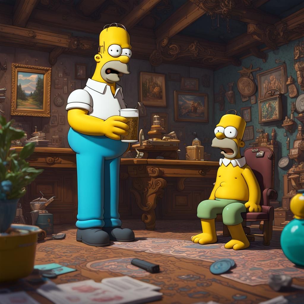 Detailed Matte Painting of Homer Simpson