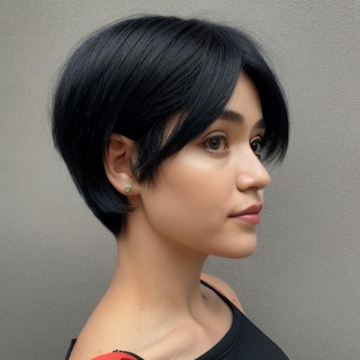 Hyperrealistic Pixie Portrait: Cheeky Black-Haired Beauty